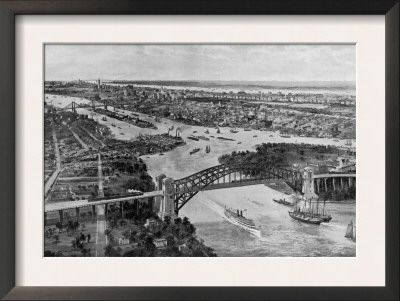 East River And Hell Gate Bridge by Moses King Pricing Limited Edition Print image