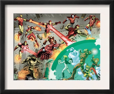 Iron Man And Power Pack #4 Group: Lightspeed, Mass Master, Zero-G, Energizer And Iron Man Fighting by Marcelo Dichiara Pricing Limited Edition Print image