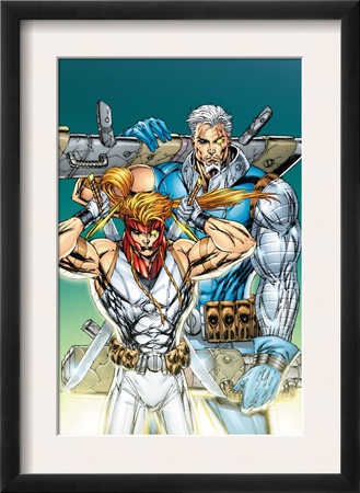 X-Force: Shatterstar #3 Cover: Shatterstar And Cable Jumping by Marat Mychaels Pricing Limited Edition Print image