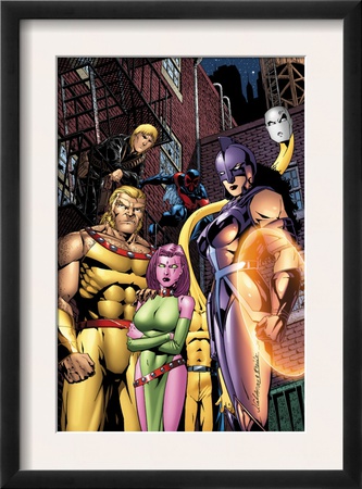 Exiles #78 Cover: Zarda, Blink, Sabretooth, Longshot, Morph And Spider-Man by James Calafiore Pricing Limited Edition Print image