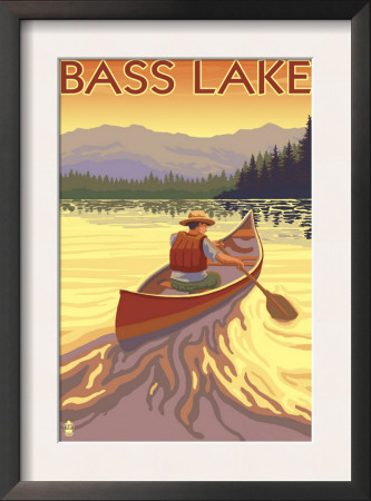 Bass Lake, California - Canoe Scene, C.2008 by Lantern Press Pricing Limited Edition Print image