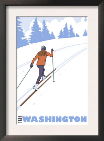 Washington - Trek Washington, Cross Country Skier, C.2008 by Lantern Press Pricing Limited Edition Print image