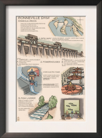Bonneville Dam Technical, C.2009 by Lantern Press Pricing Limited Edition Print image