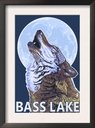 Bass Lake, California - Wolf Howling, C.2009 by Lantern Press Pricing Limited Edition Print image
