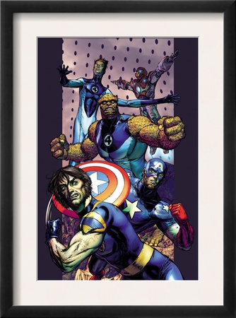 Ultimate Extinction #2 Cover: Captain America, Thing, Mr. Fantastic And Iron Man Fighting by Brandon Peterson Pricing Limited Edition Print image