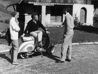 Herbert And Eliette Von Karajan In Megeve On The Eve Of Their Wedding, 1958 by Benno Graziani Pricing Limited Edition Print image