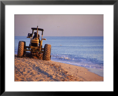 Tractor Plowing Beach, Miami Beach, Fl by Jeff Greenberg Pricing Limited Edition Print image