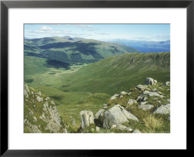 View In Western Highlands Of Scotland Looking Down Onto Valley With Ben Nevis In Far Distance by David Boag Pricing Limited Edition Print image