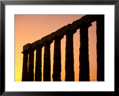 Temple Of Poseidon Columns At Sunset, Cape Sounion, Attica, Greece by Walter Bibikow Pricing Limited Edition Print image