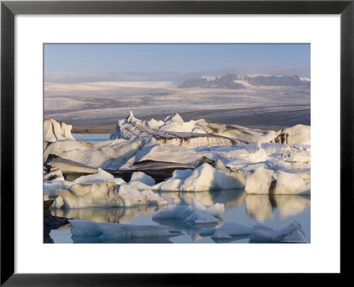 Icebergs Floating In The Lagoon Beneath Breidamerkurjokull Glacier, Southern Area, Iceland by Gavin Hellier Pricing Limited Edition Print image