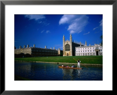 Punting On The River Cam Past King's College And Its Gothic Chapel, Cambridge, England by David Tomlinson Pricing Limited Edition Print image
