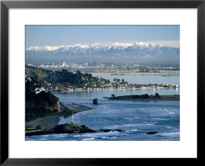 City With Southern Alps In Background Seen From Sumner, Estuary by Peter Bennetts Pricing Limited Edition Print image