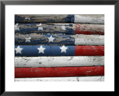 Weathered But Patriotic Detail Of An Old Roadside Fence by Stephen St. John Pricing Limited Edition Print image