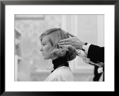 Woman Having Her Hair Styled At Hair Salon At Saks Fifth Avenue by Yale Joel Pricing Limited Edition Print image