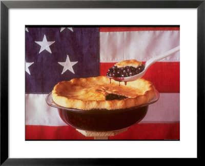 Deep Dish Blueberry Pie, With A Scoop In Front Of The American Flag by Fred Lyon Pricing Limited Edition Print image