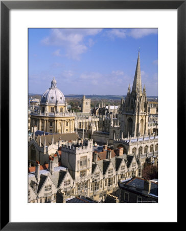 Aerial View Over The Dome Of The Radcliffe Camera And A Spire Of An Oxford College, England, Uk by Nigel Francis Pricing Limited Edition Print image