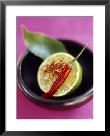 Still Life With Lime, Chili, Saffron And Kaffir Lime Leaf by Jean Cazals Pricing Limited Edition Print image