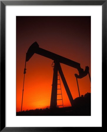 Silhouette Of Oil Pump Jack, Tulsa, Oklahoma by Bill Bachmann Pricing Limited Edition Print image