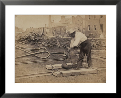 Railroad Construction Worker Straightening Track, C.1862 by Andrew J. Johnson Pricing Limited Edition Print image