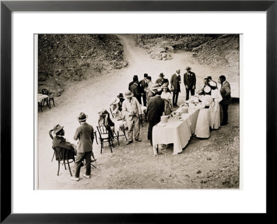 Distinguished Visitors Taking Refreshments Near The Tomb Of Tutankhamun, Valley Of The Kings, 1923 by Harry Burton Pricing Limited Edition Print image