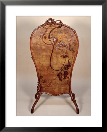 Fire Screen With Marquetry Of Various Woods, 1900 by Emile Galle Pricing Limited Edition Print image