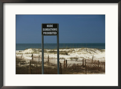 A Sign On A Public Beach Warns Of No Nude Sunbathing by Raymond Gehman Pricing Limited Edition Print image