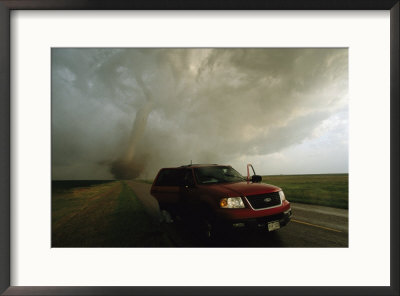 A Massive F4 Category Tornado Rampages Towards A Storm Chasers Van by Peter Carsten Pricing Limited Edition Print image