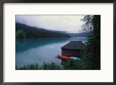 A Boathouse On Emerald Lake In Yoho National Park by Michael Melford Pricing Limited Edition Print image