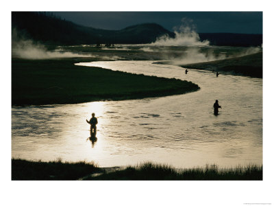 Fishermen In Yellowstone River Surrounded By Geothermal Activity by Randy Olson Pricing Limited Edition Print image