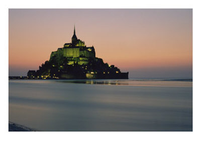 Mont Saint Michel Island Fortress, Town At Sunrise by Michael S. Lewis Pricing Limited Edition Print image