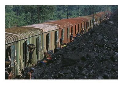 Moving Mountains Of Coal By Hand, Laborers Load Boxcars In Ledo by Maria Stenzel Pricing Limited Edition Print image