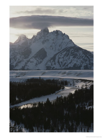 Grand Teton Mountain And The Snake River In Winter by Raymond Gehman Pricing Limited Edition Print image