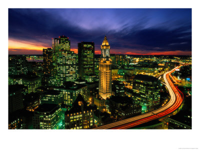Boston At Night With Time-Exposed Car Lights On The Central Artery by Joel Sartore Pricing Limited Edition Print image