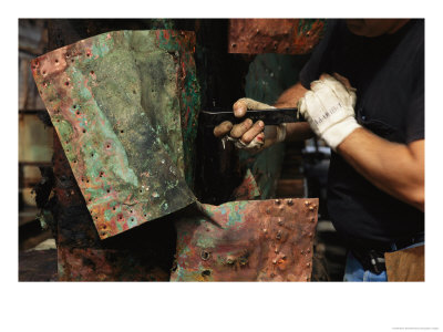 Restorer Removing Copper Cover From The Hull Of The U.S.S. Constitution During Its Restoration by Maria Stenzel Pricing Limited Edition Print image