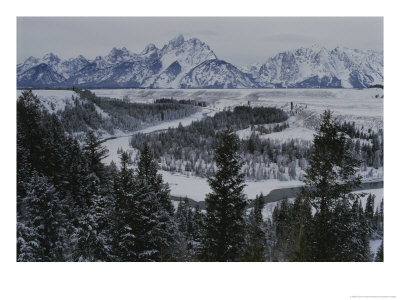 Winter View Of The Snake River, Grand Teton National Park by Raymond Gehman Pricing Limited Edition Print image
