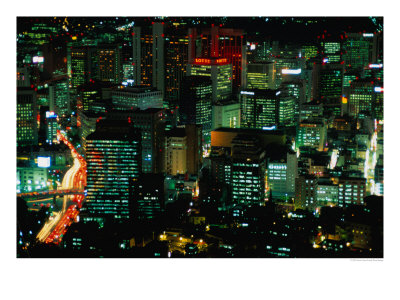 Cityscape At Night, Seoul, South Korea by Martin Moos Pricing Limited Edition Print image
