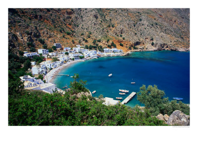 Coastal Village At Base Of Lefki Ori (White Mountains), Loutro, Crete, Greece by Diana Mayfield Pricing Limited Edition Print image