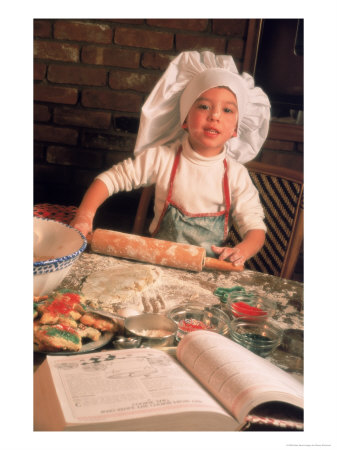 Boy In Chef's Hat Baking Cookies by Nancy Richmond Pricing Limited Edition Print image