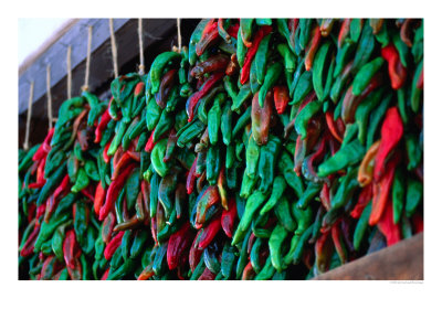 Green And Red Chillies Hanging Out To Dry Santa Fe, New Mexico, Usa by John Hay Pricing Limited Edition Print image