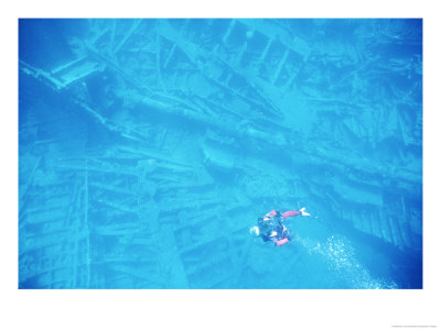 A Diver Explores The Wreck Of The R.M.S. Rhone by Raul Touzon Pricing Limited Edition Print image