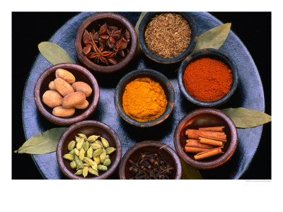 Spices Of Nutmeg, Tumeric, Chilli, Cinnamon, Cloves, Star Anise And Cumin, Indonesia by Jerry Alexander Pricing Limited Edition Print image