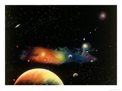Space Illustration Of Stars And Planets by Ron Russell Pricing Limited Edition Print image