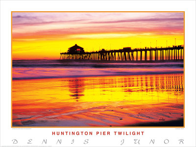 Huntington Pier Twilight by Dennis Junor Pricing Limited Edition Print image