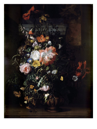 Poppies And Roses, Convulvus, Canterbury Bells by Rachel Ruysch Pricing Limited Edition Print image