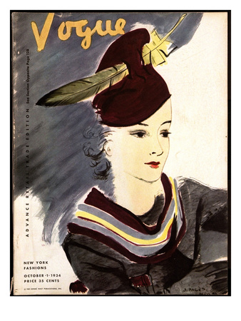 Vogue Cover - October 1934 by Jean Pagès Pricing Limited Edition Print image