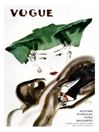 Vogue Cover - August 1935 by René Bouét-Willaumez Pricing Limited Edition Print image