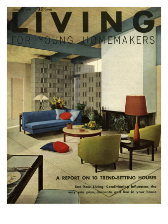 Living For Young Homemakers Cover - January 1958 by George De Gennaro Pricing Limited Edition Print image