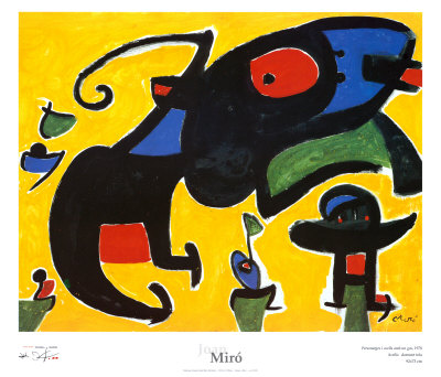 Characters And Birds With A Dog by Joan Miro Pricing Limited Edition Print image