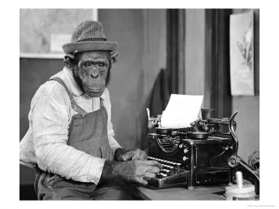 Chimpanzee At Typewriter by Ewing Galloway Pricing Limited Edition Print image