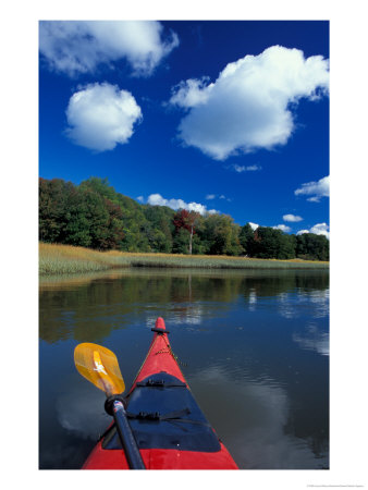 Bow Of A Kayak In The Royal River, Maine, Usa by Jerry & Marcy Monkman Pricing Limited Edition Print image